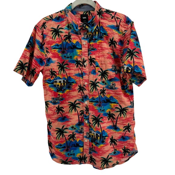 Vans Other - Vans Hawaiian Palm Tree Camping Shirt Mens M Tailored Fit Short Sleeve Button Up